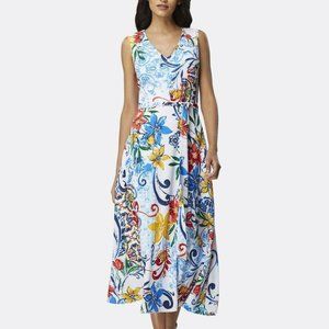 Tahari V-neck tea-length dress